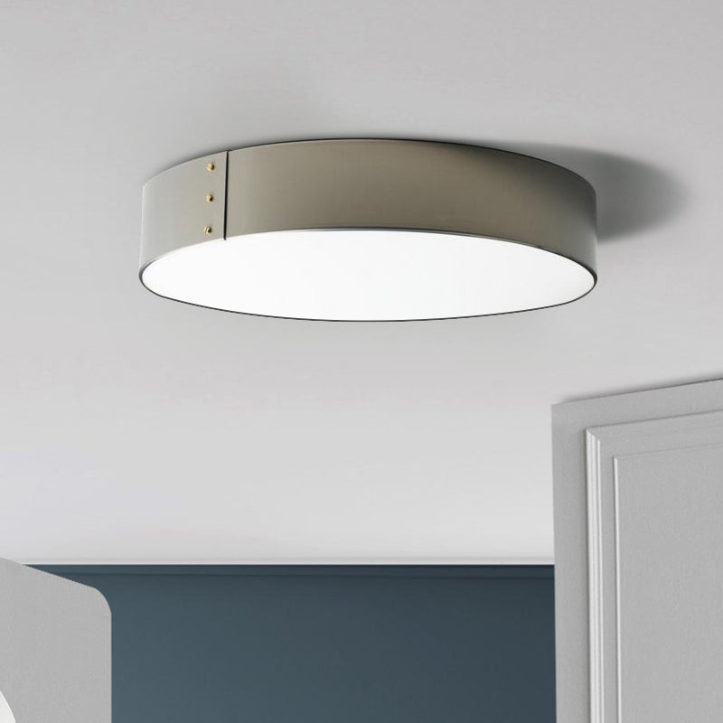 12"/16" Wide Drum Minimalist Acrylic LED Flush Mount Ceiling Fixture in Grey Finish for Bedroom in Warm/White Light