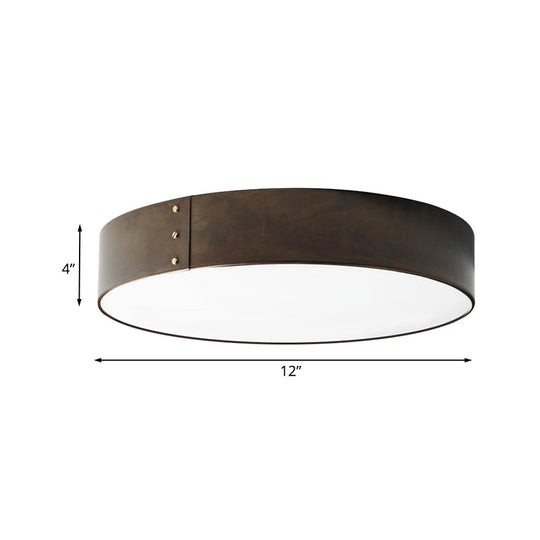 12"/16" Wide Drum Minimalist Acrylic LED Flush Mount Ceiling Fixture in Grey Finish for Bedroom in Warm/White Light