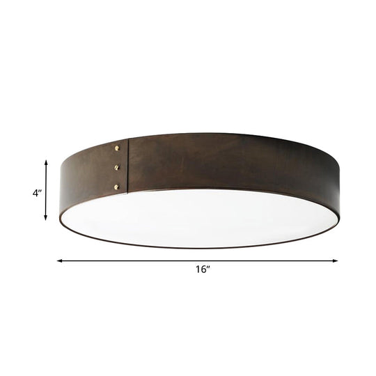 12"/16" Wide Drum Minimalist Acrylic LED Flush Mount Ceiling Fixture in Grey Finish for Bedroom in Warm/White Light