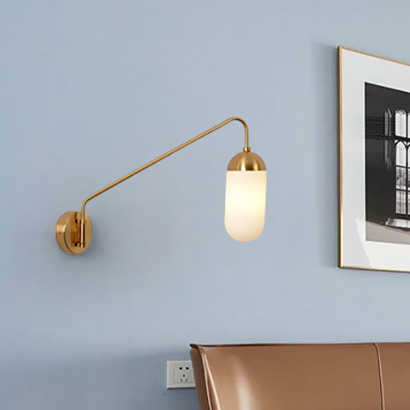 Nordic Frosted Glass Wall Sconce Lighting In Brass - 1 Head Light Fixture For Bedroom