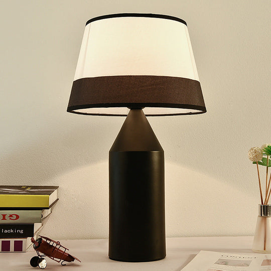 Modern Pencil Shape Desk Light Metal Bedside Lamp - 1-Bulb Nightstand In Black