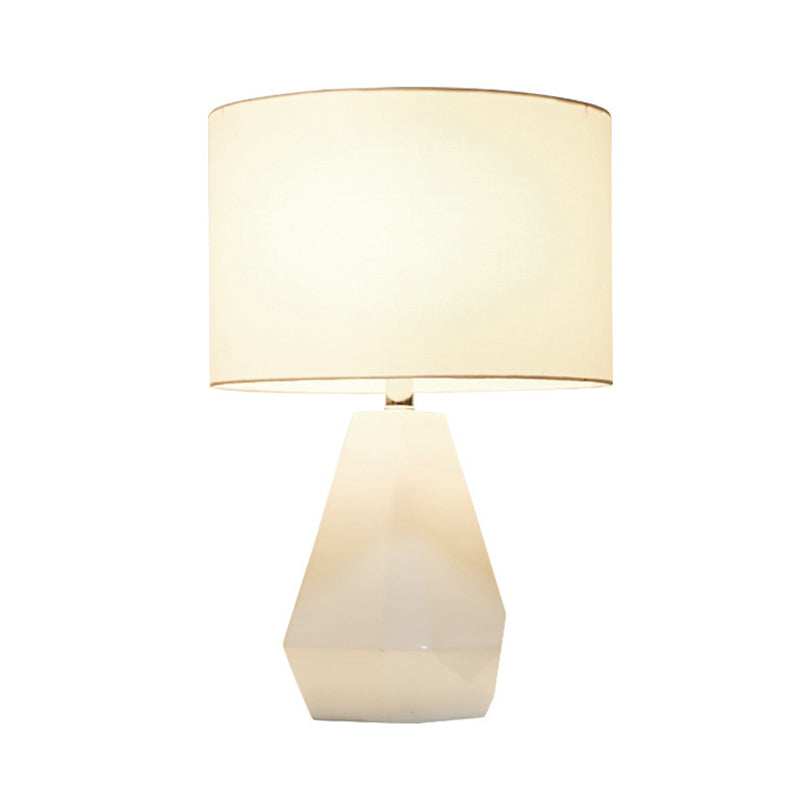 White Diamond Reading Light - Modern 1-Head Table Lamp With Fabric Shade