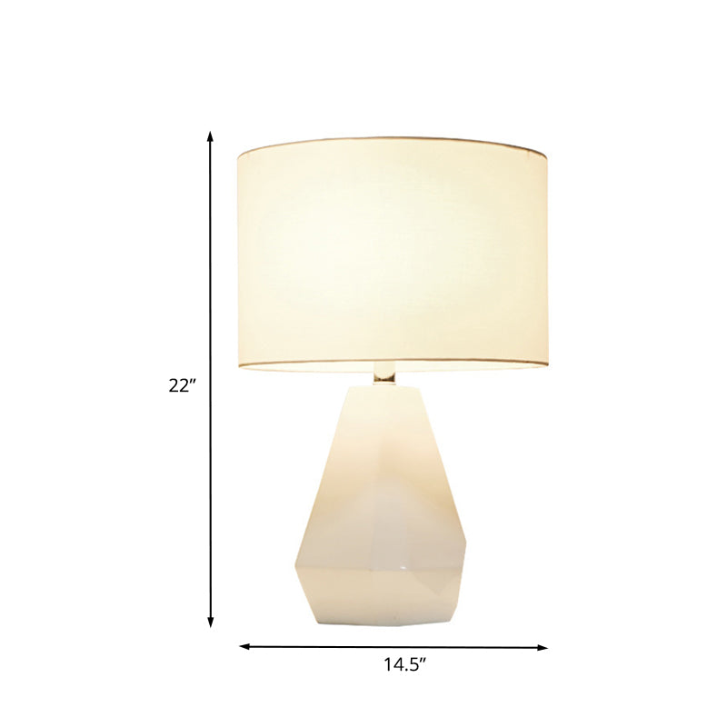 White Diamond Reading Light - Modern 1-Head Table Lamp With Fabric Shade