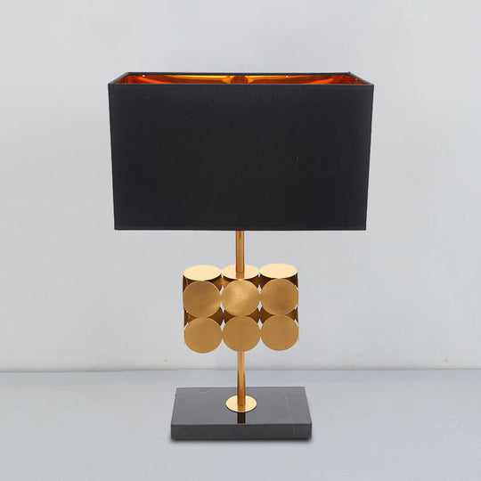 Metal Nightstand Lamp - Modernist 1-Light Black Fabric Desk Light For Bedroom