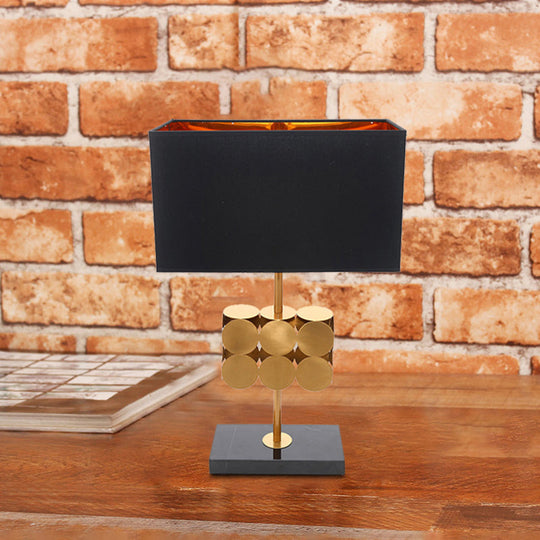 Metal Nightstand Lamp - Modernist 1-Light Black Fabric Desk Light For Bedroom