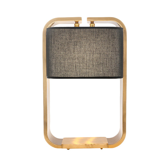 Contemporary Black Rectangle Night Table Lamp With Gold Metal Frame