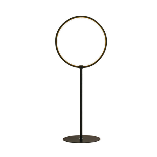 Modern Metallic Ring Led Desk Lamp In Black For Bedroom