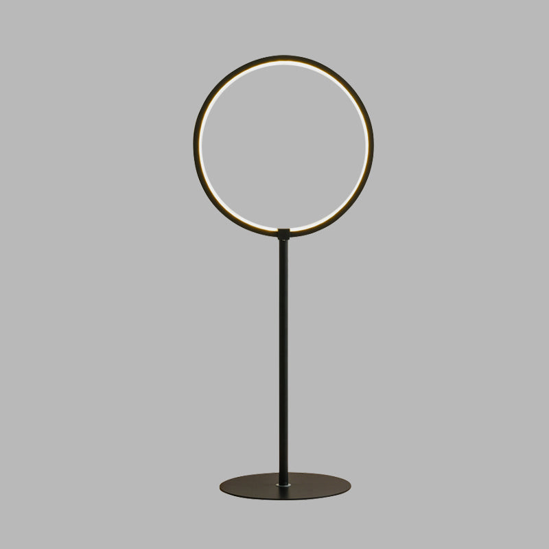 Modern Metallic Ring Led Desk Lamp In Black For Bedroom