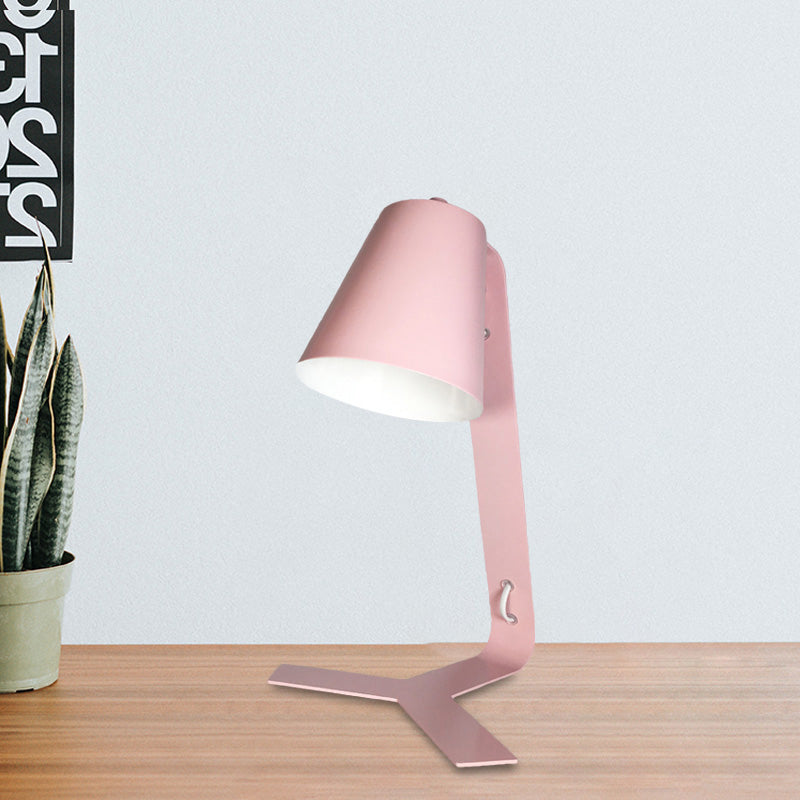 Contemporary Metallic Pink Bell Reading Light - Led Night Table Lamp With Plug-In Cord