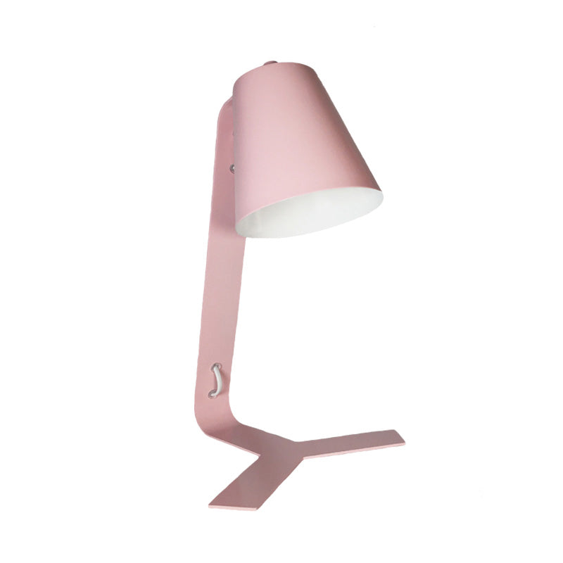 Contemporary Metallic Pink Bell Reading Light - Led Night Table Lamp With Plug-In Cord