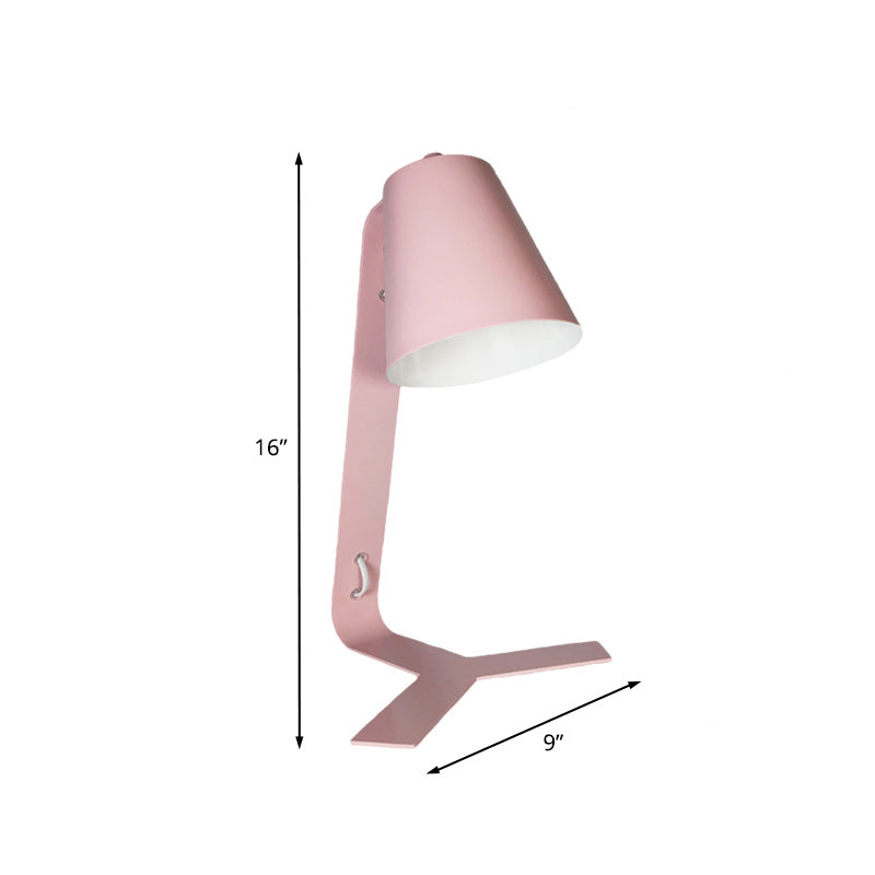 Contemporary Metallic Pink Bell Reading Light - Led Night Table Lamp With Plug-In Cord