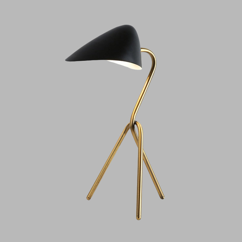 Modern Abstract Table Lamp For Bedroom - Minimalist Metallic Desk Light With Black & Brass Finish