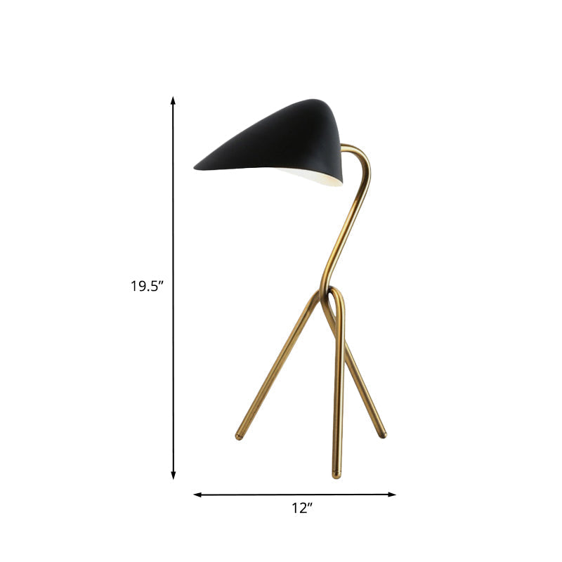 Modern Abstract Table Lamp For Bedroom - Minimalist Metallic Desk Light With Black & Brass Finish