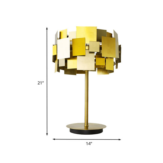 Gold Finish Metal Rectangle Table Lamp - Post-Modern Reading Light For Bedroom