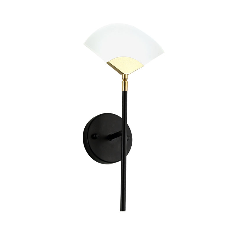 Modern Gold And Black Led Pencil Arm Wall Sconce With Acrylic Shade - Mount Light