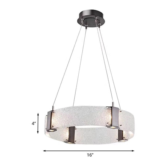 Modern White Water Glass Halo Dining Room Chandelier with 3 Hanging Lights