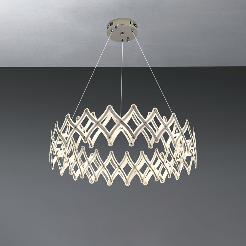 Contemporary Acrylic LED Chandelier - 31.5"/23.5" W Grid, Chrome/Gold, Warm/White Light