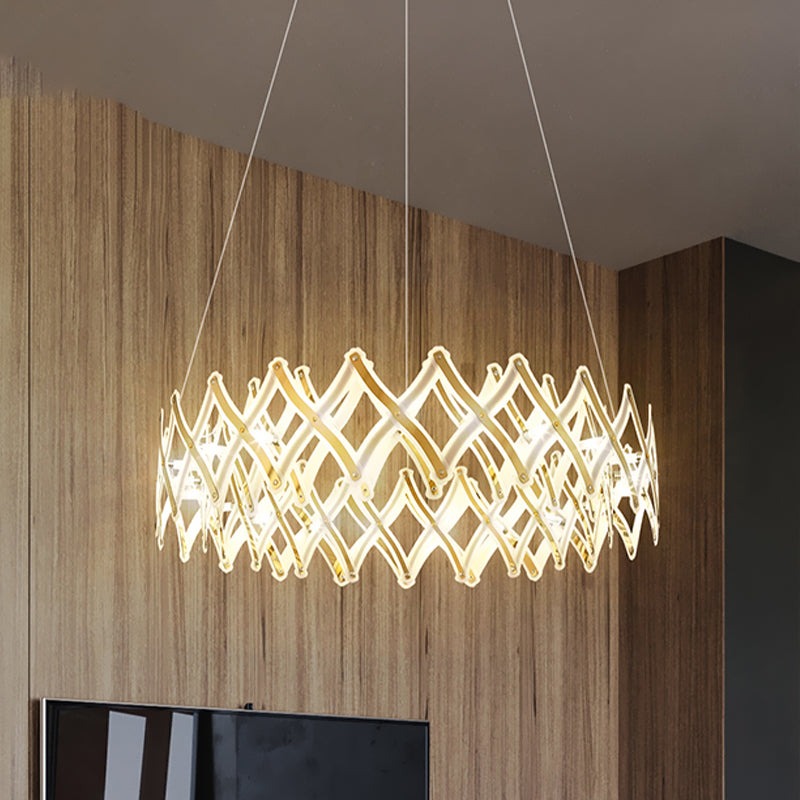 Contemporary Acrylic LED Chandelier - 31.5"/23.5" W Grid, Chrome/Gold, Warm/White Light