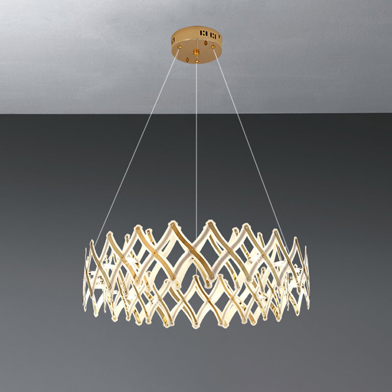 Contemporary Acrylic LED Chandelier - 31.5"/23.5" W Grid, Chrome/Gold, Warm/White Light