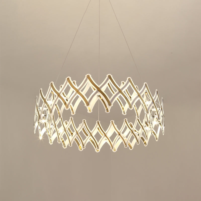 Contemporary Acrylic LED Chandelier - 31.5"/23.5" W Grid, Chrome/Gold, Warm/White Light