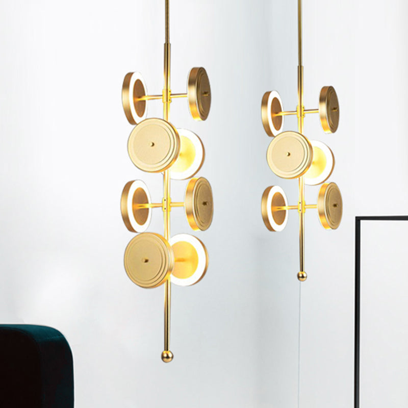 Postmodern Circle Hanging Led Chandelier In Gold - Bedroom Ceiling Light (8-Light 23/31.5 H)