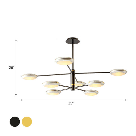 Contemporary 2-Tier Gold/Black Starburst Chandelier - Led Ceiling Lamp 6/8 Lights