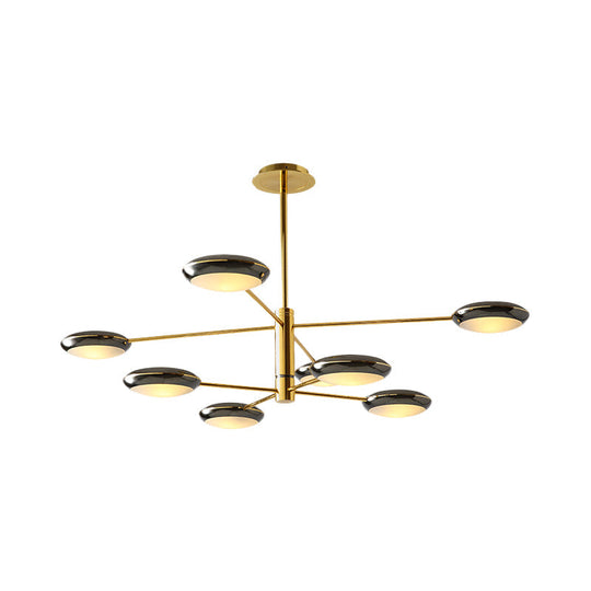 Contemporary 2-Tier Gold/Black Starburst Chandelier - Led Ceiling Lamp 6/8 Lights