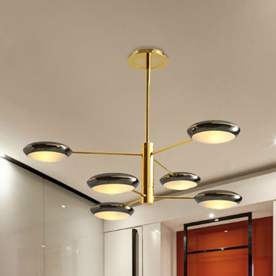 Contemporary 2-Tier Gold/Black Starburst Chandelier - Led Ceiling Lamp 6/8 Lights 6 / Gold