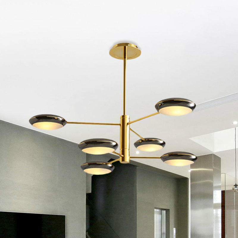 Contemporary 2-Tier Gold/Black Starburst Chandelier - Led Ceiling Lamp 6/8 Lights