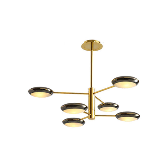 Contemporary 2-Tier Gold/Black Starburst Chandelier - Led Ceiling Lamp 6/8 Lights