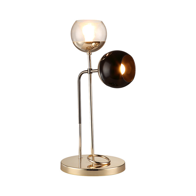 Post-Modern Clear And Black Glass 2-Light Table Lamp With Gold Finish