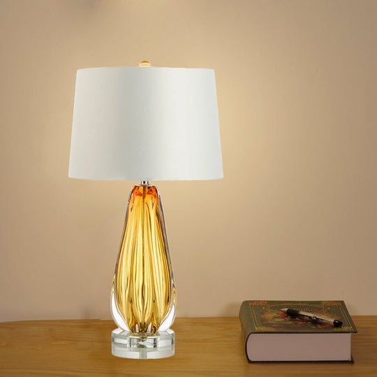 Modern Teardrop Fabric Table Lamp With Colored Glaze In White Finish