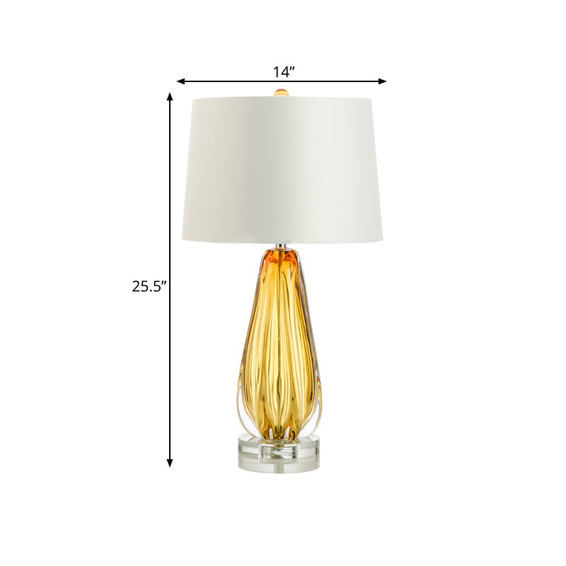 Modern Teardrop Fabric Table Lamp With Colored Glaze In White Finish