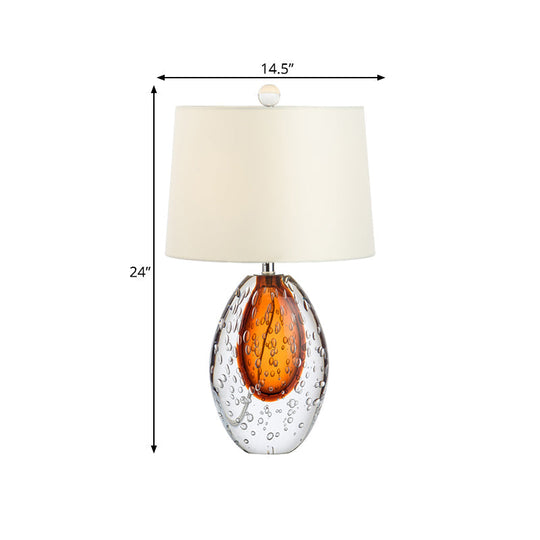 Oval Desk Lamp With Clear Bubble Glass Ideal For Bedroom Or Night Table Modern Design In White