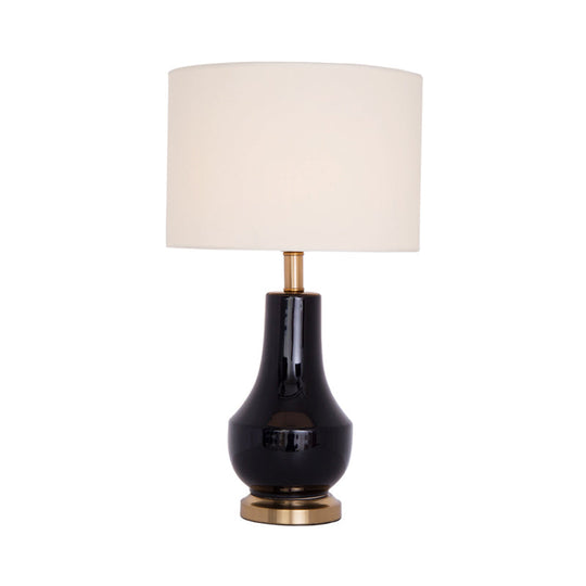 Modern Black Urn Metal Night Table Lamp For Study Room - 1-Light Desk