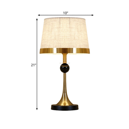 Contemporary Gold Desk Lamp With Beige Fabric Shade For Living Room Or Table