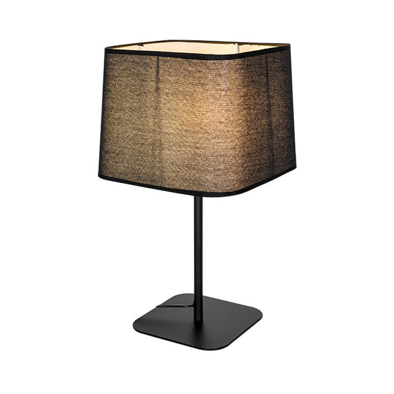 Black Cuboid Plug-In Night Table Lamp With Fabric Shade - Simplistic Design Ideal For Bedside Use