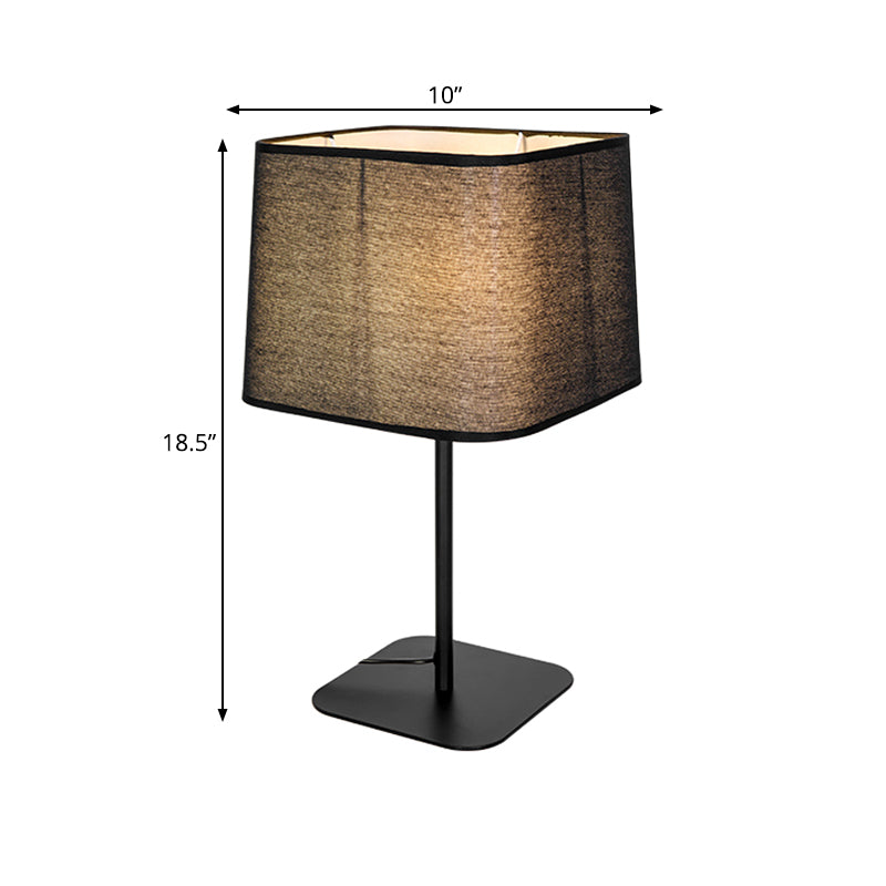 Black Cuboid Plug-In Night Table Lamp With Fabric Shade - Simplistic Design Ideal For Bedside Use