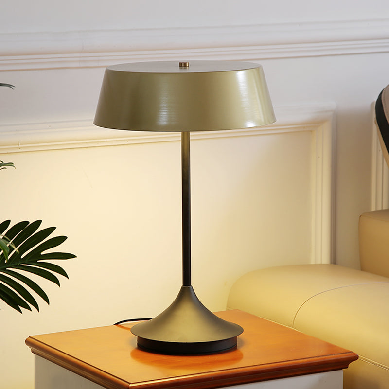 Modern Metallic Nightstand Lamp With Light Brown Finish