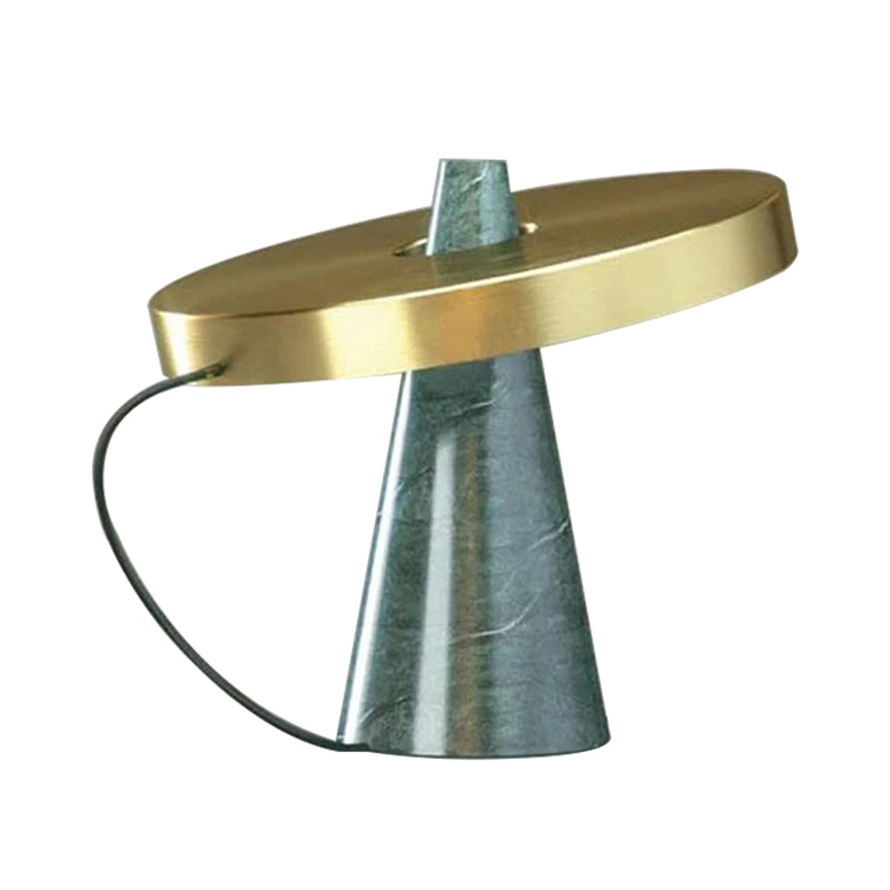 Modern Metallic 1-Head Gold Finish Desk Lamp With Aqua Marble Base