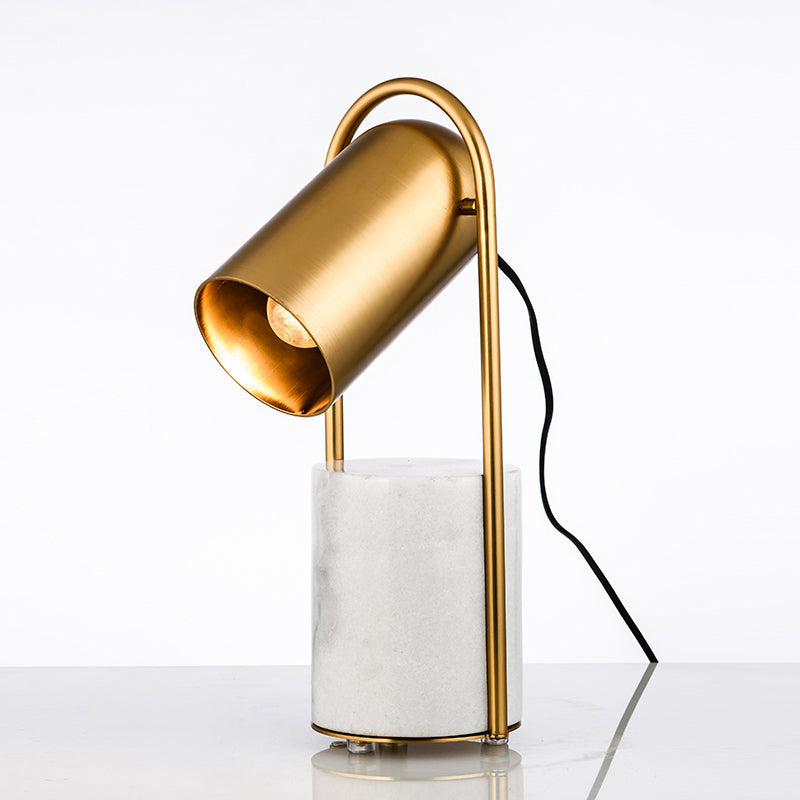 Metal Desk Lamp With Gold Finish Marble Base - Modern Capsule Design 1 Bulb