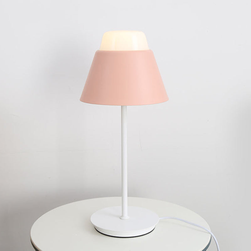 Pink/Blue Cone Night Table Lamp With Modernist Design - Ideal For Study Room