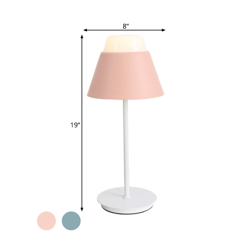 Pink/Blue Cone Night Table Lamp With Modernist Design - Ideal For Study Room