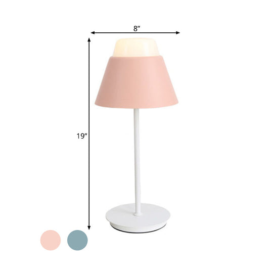 Pink/Blue Cone Night Table Lamp With Modernist Design - Ideal For Study Room