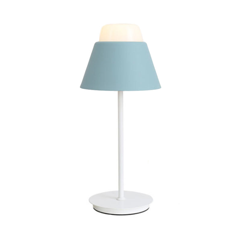 Pink/Blue Cone Night Table Lamp With Modernist Design - Ideal For Study Room