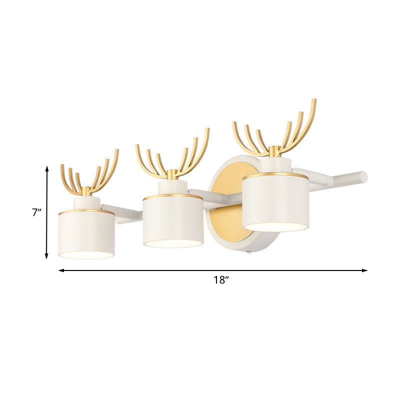 Modernist Elk Design 3-Head Metal Wall Sconce In White For Living Room Lighting