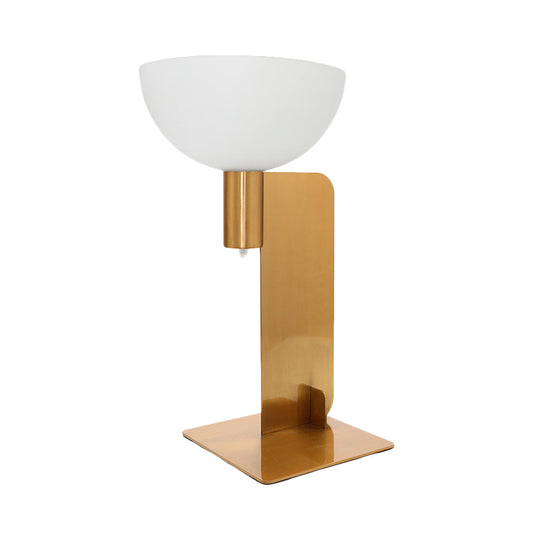 Post Modern Metal Table Lamp With Opal Glass Shade Gold Finish 1-Bulb Desk Lighting