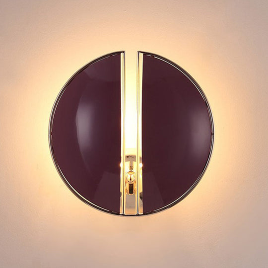 Contemporary Purple Spaced Dome Wall Sconce - Metal 1-Light Mounted Lamp Fixture