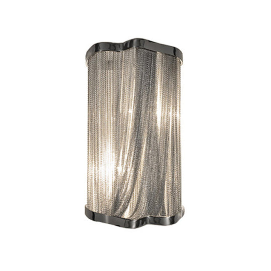 Contemporary Tassels Aluminum Flush Wall Sconce - 1-Light Silver Finish Mounted Light