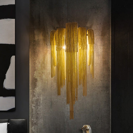 Modernist Gold Finish Tassels Wall Sconce - Aluminum Led Mount Lamp